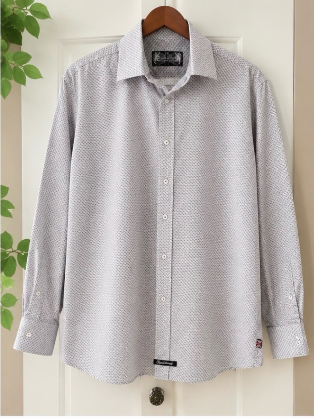 English Laundry Men’s Geometric Print Button-Up Dress Shirt | 17.5 32/33 | XXL